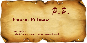Pascus Primusz névjegykártya